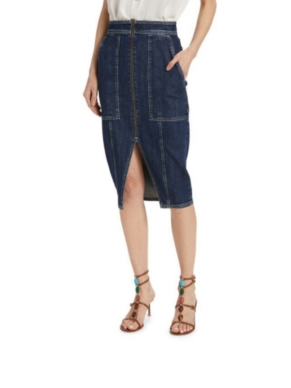 Ramy Brook Dark Wash Denim Pencil Skirt